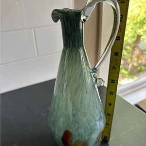 Elegant Green Blown Glass Pitcher